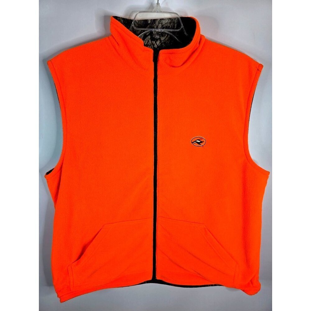 Red Head Camo/Orange Reversible Zip Up Fleece Vest Men's Size Large - Picture 4 of 9